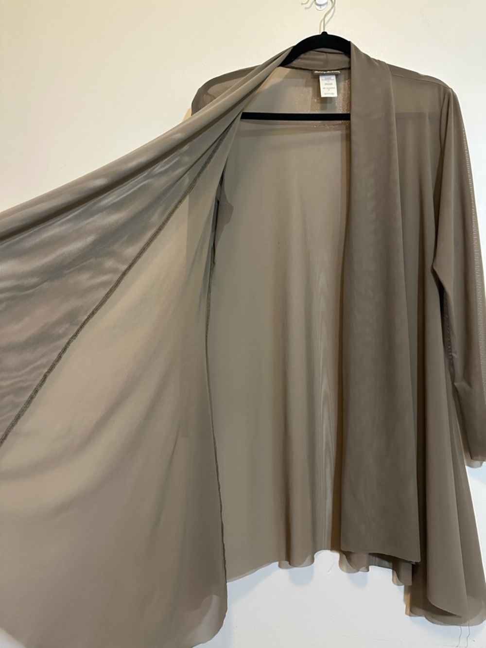 Tommy Bahama Sheer Mesh Longe Cardigan Taupe Drape Front Lightweight Size M - Picture 3 of 6